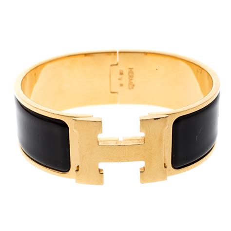 hermes bracelet black h|Hermes enamel bracelets for women.